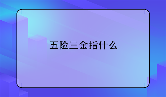 五险三金指什么