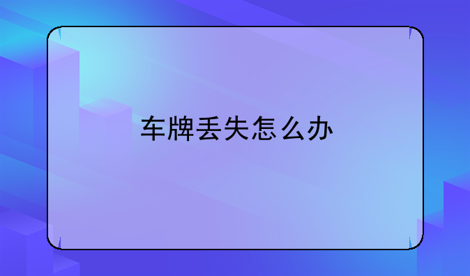 车牌丢失怎么办