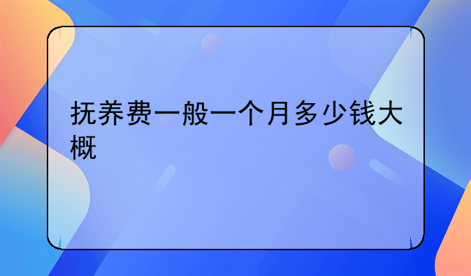 抚养费一般一个月多少钱大概