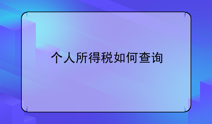 个人所得税如何查询