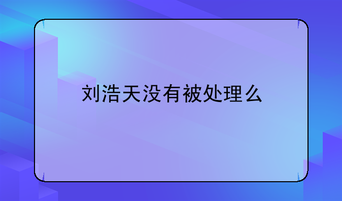 刘浩天没有被处理么