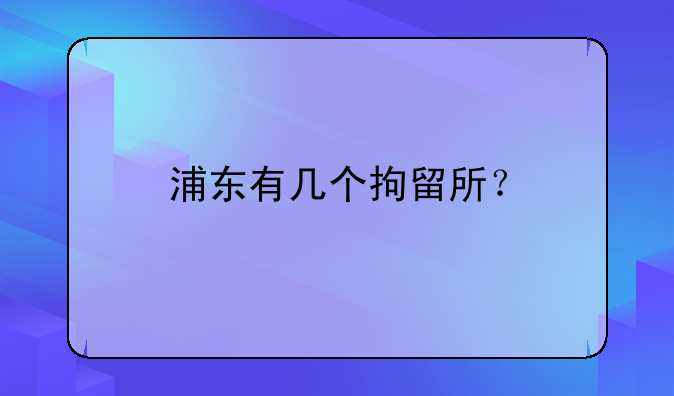 浦东有几个拘留所？