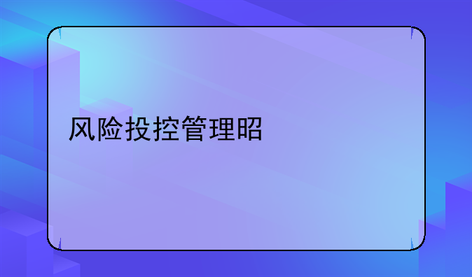 风险投控管理是什么