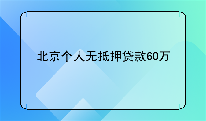 北京个人无抵押贷款60万