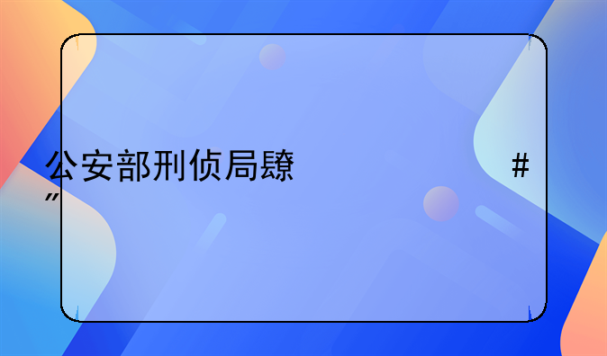 公安部刑侦局长什么级别