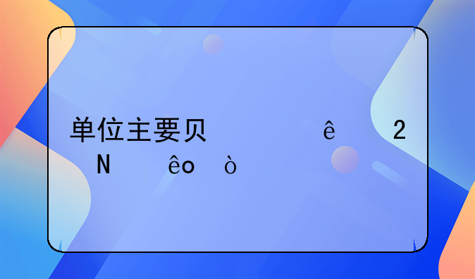 单位主要负责人指哪些？