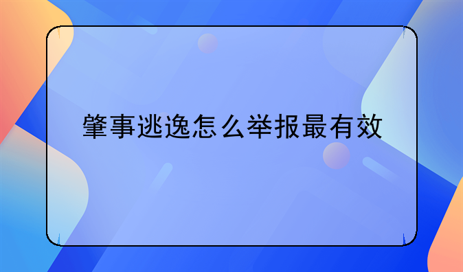 肇事逃逸怎么举报最有效