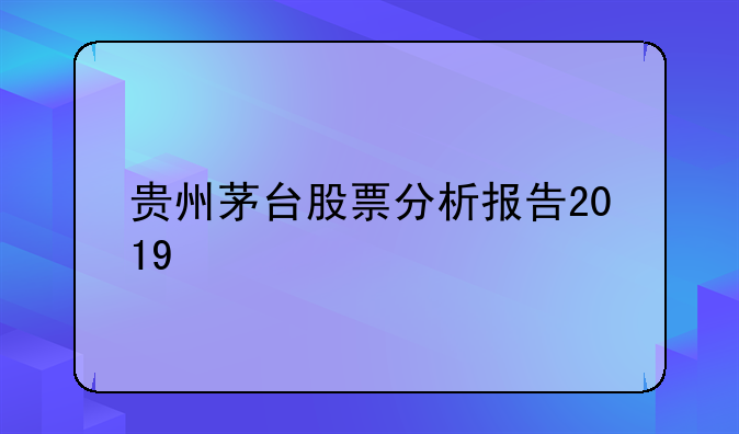 贵州茅台股票分析报告2019