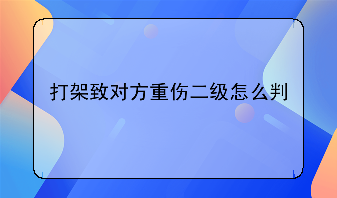 打架致对方重伤二级怎么判