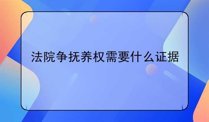 法院争抚养权需要什么证据