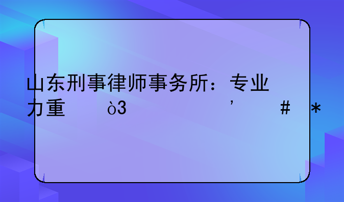 山东刑事律师事务所：专业力量，正义守护