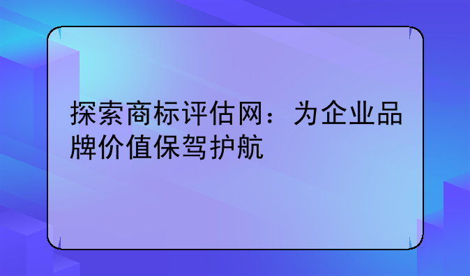探索商标评估网：为企业品牌价值保驾护航