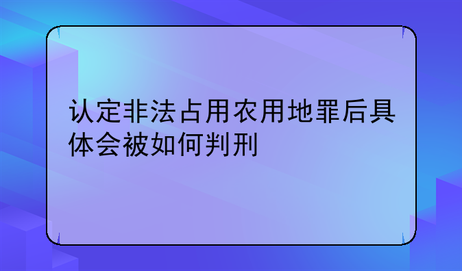 认定非法占用农用地罪后具体会被如何判刑