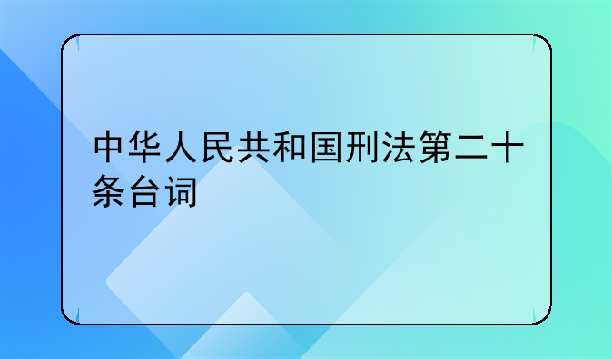 中华人民共和国刑法第二十条台词