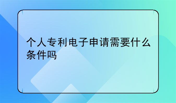 个人专利电子申请需要什么条件吗