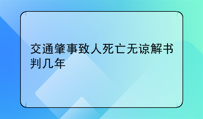 交通肇事致人死亡无谅解书判几年