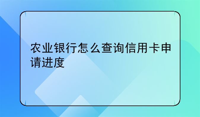 农业银行怎么查询信用卡申请进度