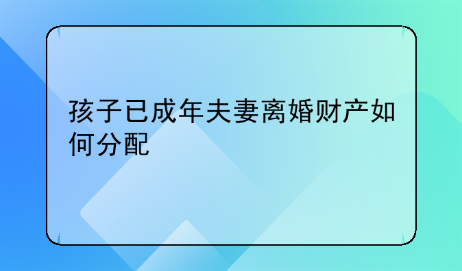 孩子已成年夫妻离婚财产如何分配