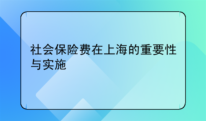 社会保险费在上海的重要性与实施