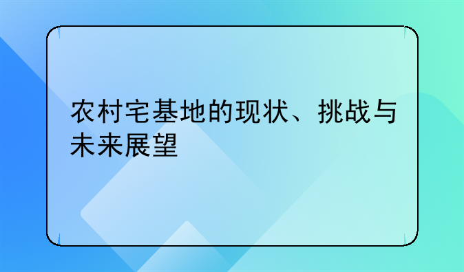 农村宅基地的现状、挑战与未来展望