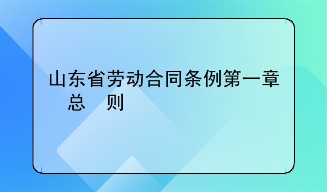 山东省劳动合同条例第一章　总　则