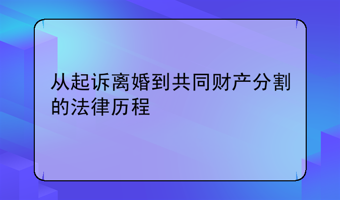 从起诉离婚到共同财产分割的法律历程