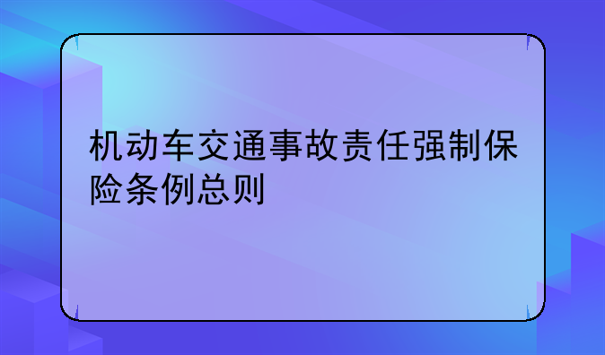 机动车交通事故责任强制保险条例总则