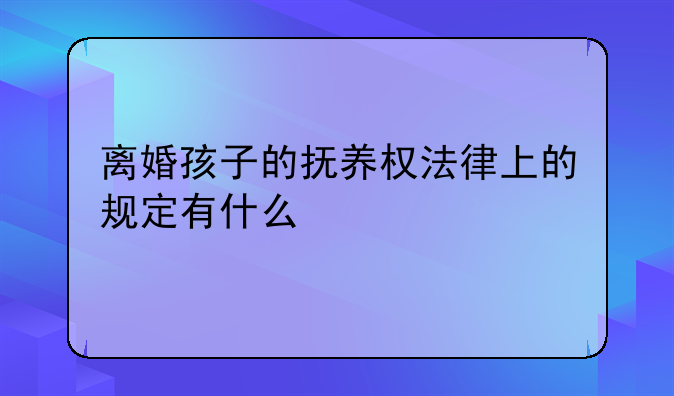 离婚孩子的抚养权法律上的规定有什么