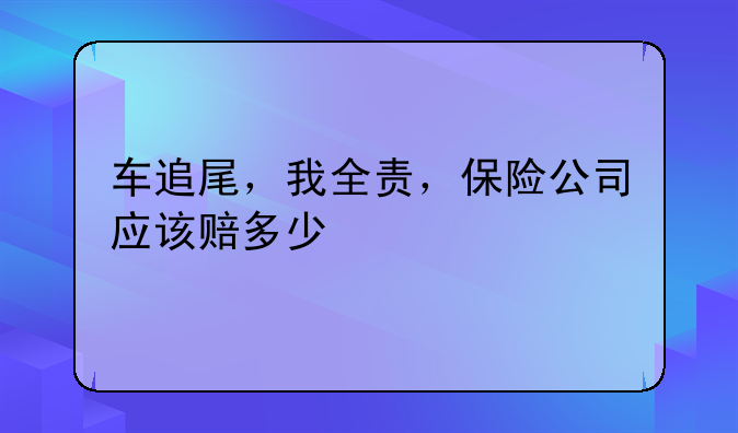 车追尾，我全责，保险公司应该赔多少