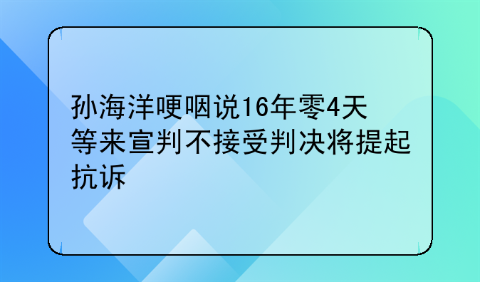 孙海洋哽咽说16年零4天等来宣判不接受判决将提起抗诉