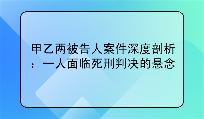 甲乙两被告人案件深度剖析：一人面临死刑判决的悬念