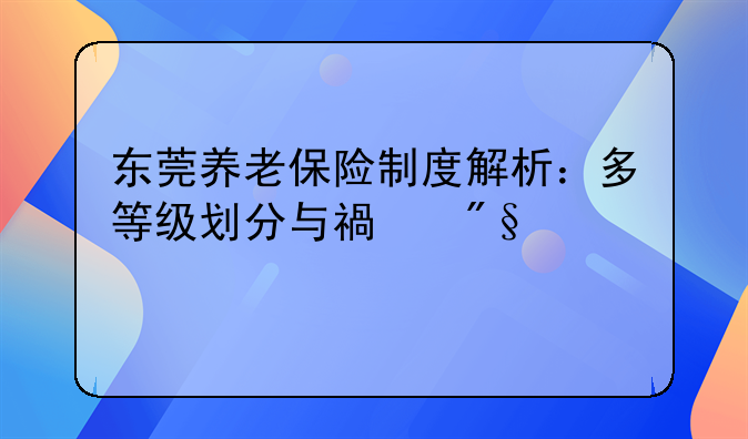 东莞养老保险制度解析：多等级划分与福利概览