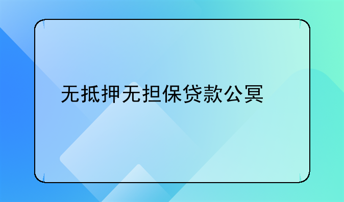 无抵押无担保贷款公司