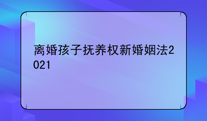 离婚孩子抚养权新婚姻法2021