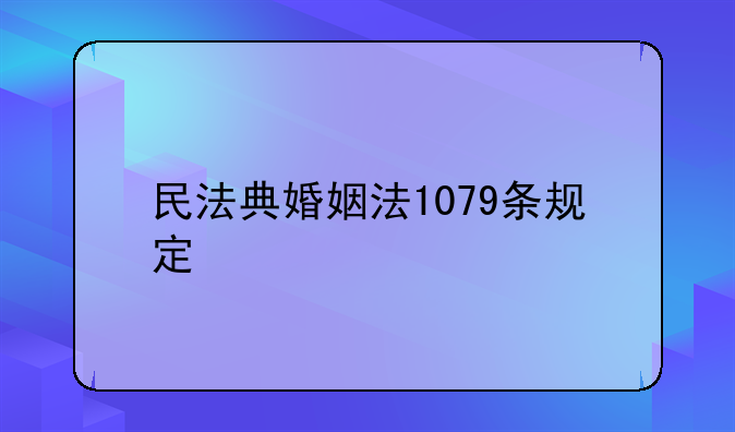 民法典婚姻法1079条规定