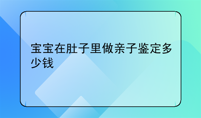 宝宝在肚子里做亲子鉴定多少钱